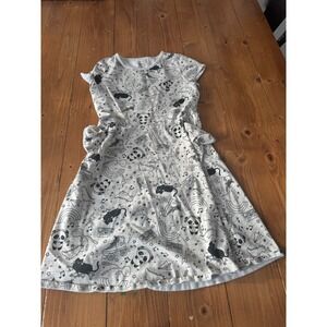 Wonder Nation Kids Girls L 10-12 Dress Black White Pandas Cats Roller Skates